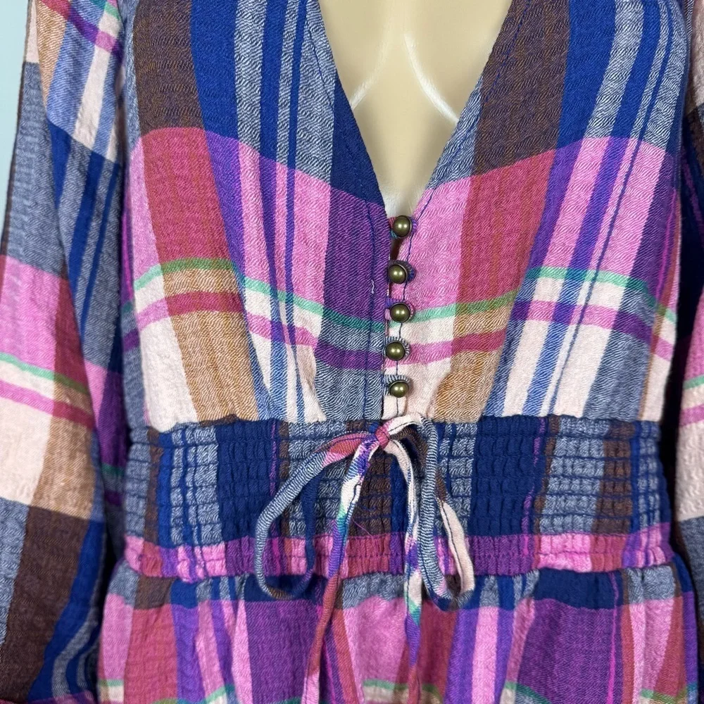 NWT New $98 Pilcro Plaid Deep-V Blouse Size XL